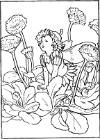 A coloring page of elves